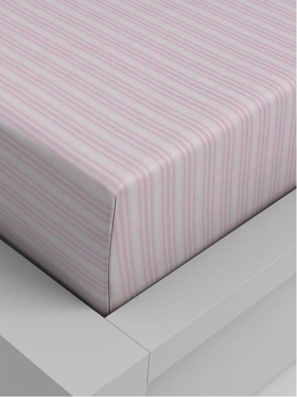 Kvalitex Bavlněné napínací prostěradlo 80x200cm růžový proužek Kvalitex