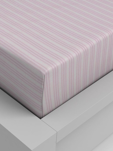 Kvalitex Bavlněné napínací prostěradlo 90x200cm růžový proužek Kvalitex