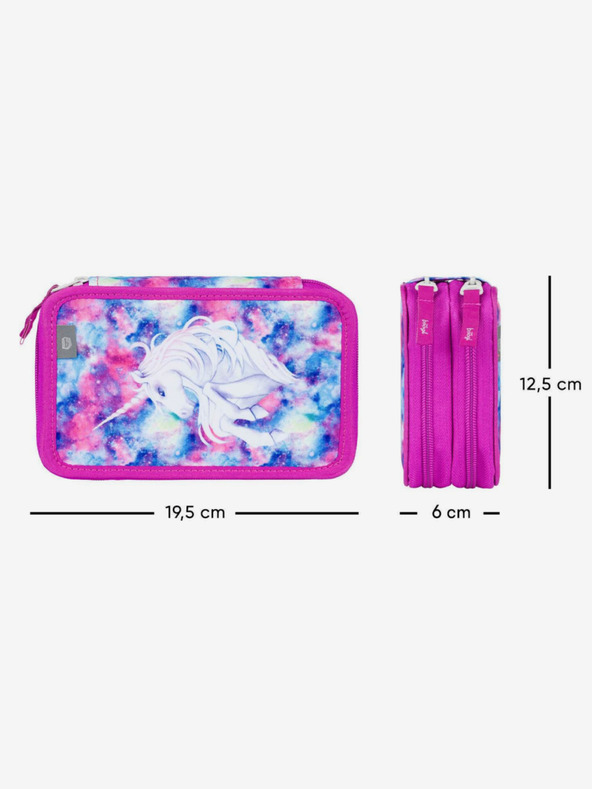 BAAGL  Růžový školní penál dvoupatrový Baagl Jednorožec