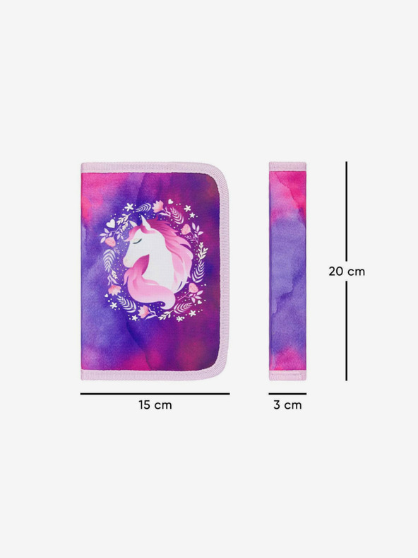 BAAGL  Fialový školní penál jednopatrový Baagl Kůň