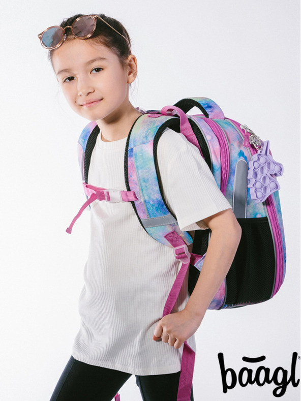 BAAGL  Růžová školní aktovka Baagl Shelly Jednorožec