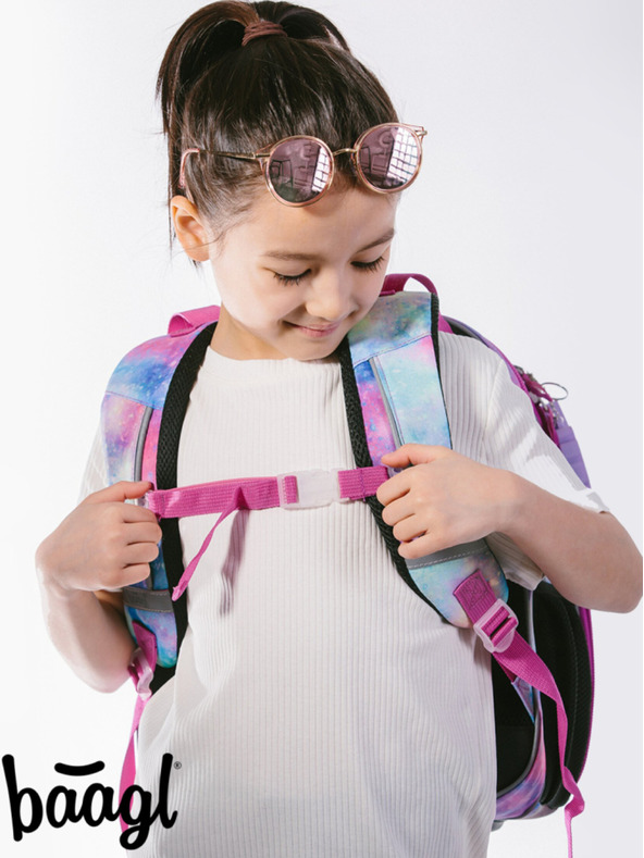 BAAGL  Růžová školní aktovka Baagl Shelly Jednorožec