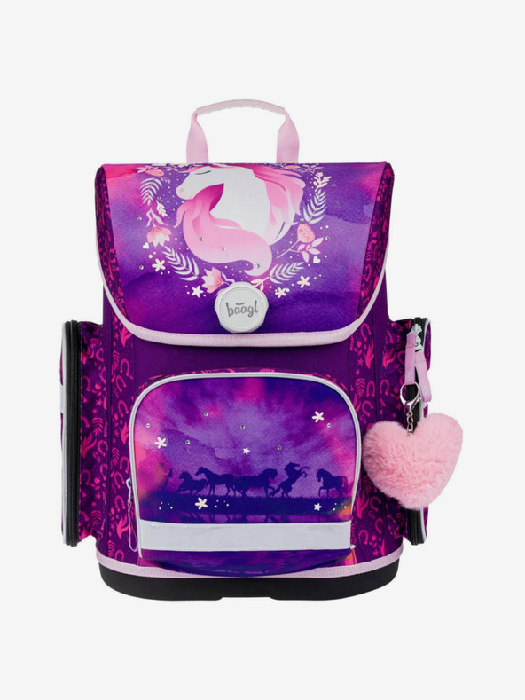 BAAGL  Fialová školní aktovka Ergo Baagl Kůň