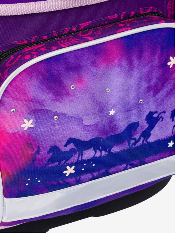 BAAGL  Fialová školní aktovka Ergo Baagl Kůň