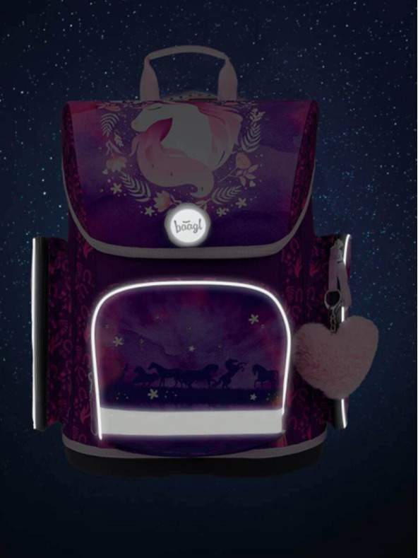 BAAGL  Fialová školní aktovka Ergo Baagl Kůň