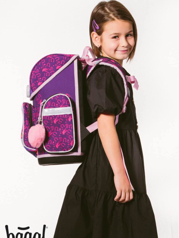 BAAGL  Fialová školní aktovka Ergo Baagl Kůň