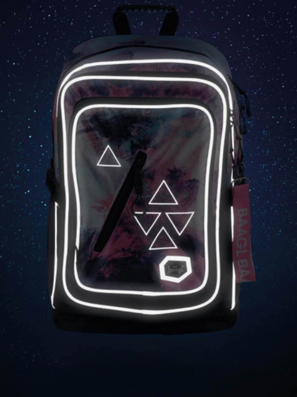 BAAGL  Růžový 3 set abstract: batoh, penál, sáček Baagl