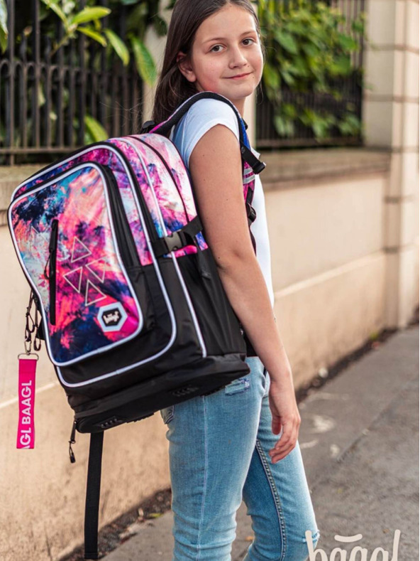 BAAGL  Růžový 3 set abstract: batoh, penál, sáček Baagl