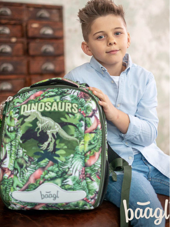 BAAGL  Zelená školní aktovka shelly dinosaurs Baagl