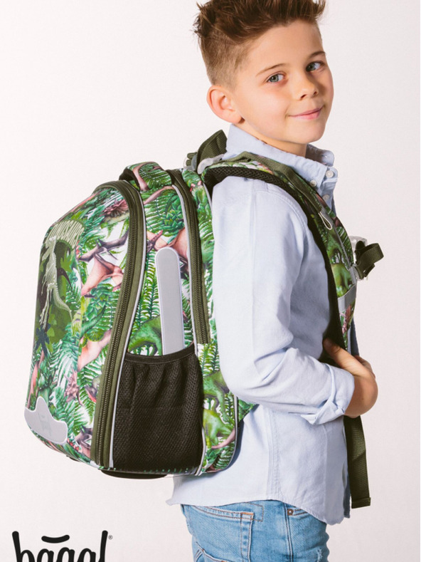 BAAGL  Zelená školní aktovka shelly dinosaurs Baagl