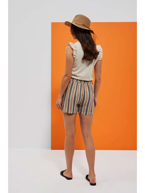 Moodo Šedo-hnědé dámské pruhované kraťasy Moodo