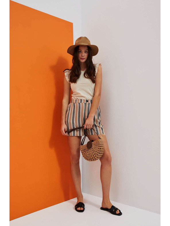 Moodo Šedo-hnědé dámské pruhované kraťasy Moodo