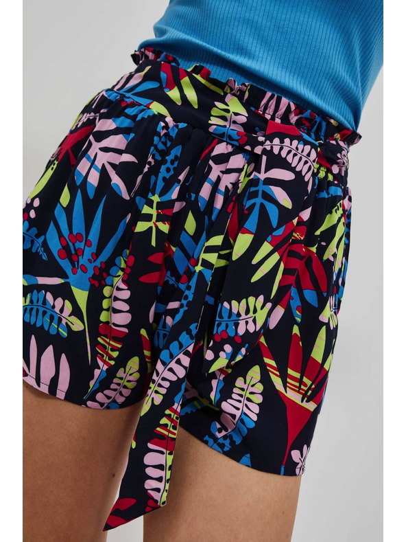 Moodo Tmavě modré dámské vzorované kraťasy Moodo