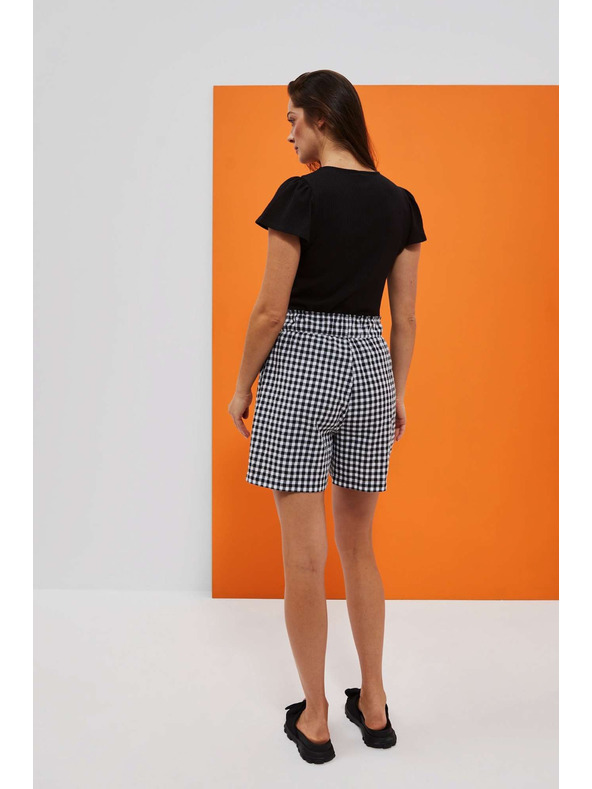 Moodo Bílo-černé dámské kostkované kraťasy Moodo