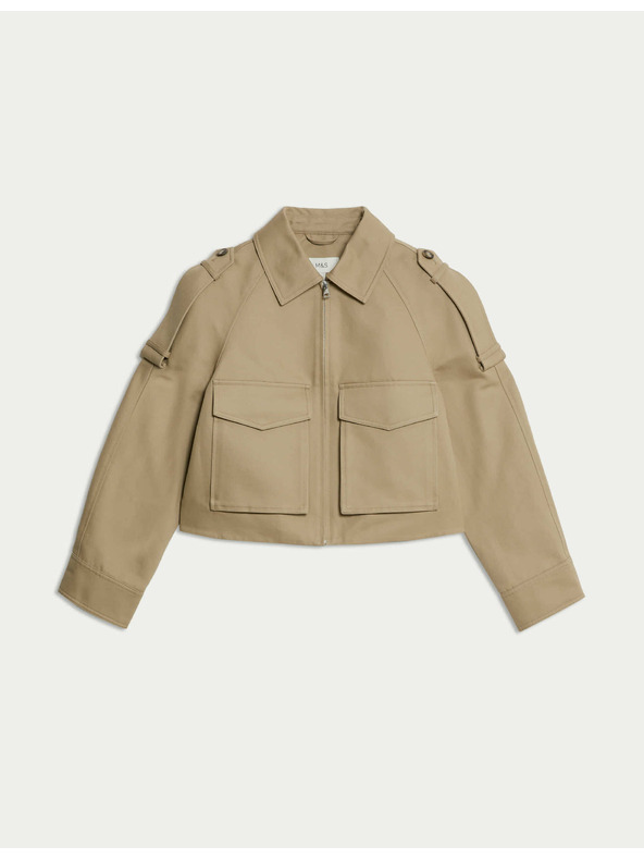 Marks & Spencer Funkční bunda ve stylu Trucker z čisté bavlny Marks & Spencer smetanová