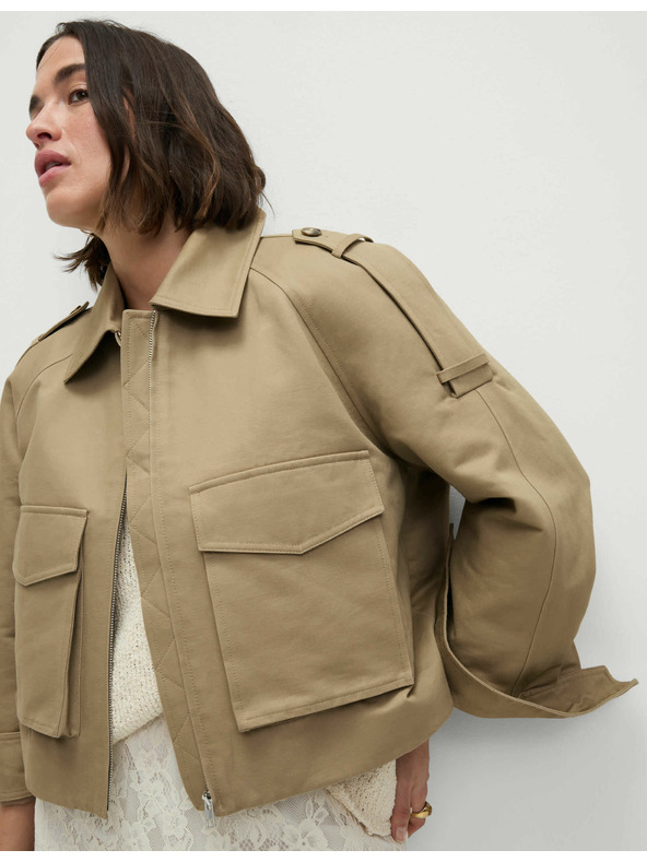 Marks & Spencer Funkční bunda ve stylu Trucker z čisté bavlny Marks & Spencer smetanová