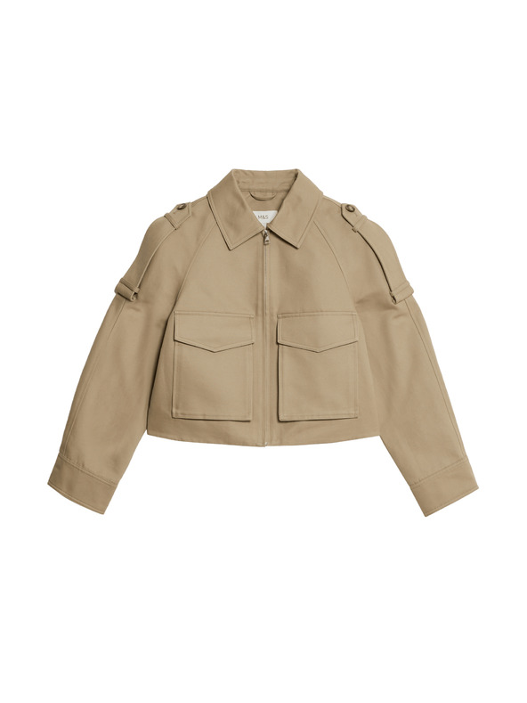 Marks & Spencer Funkční bunda ve stylu Trucker z čisté bavlny Marks & Spencer smetanová