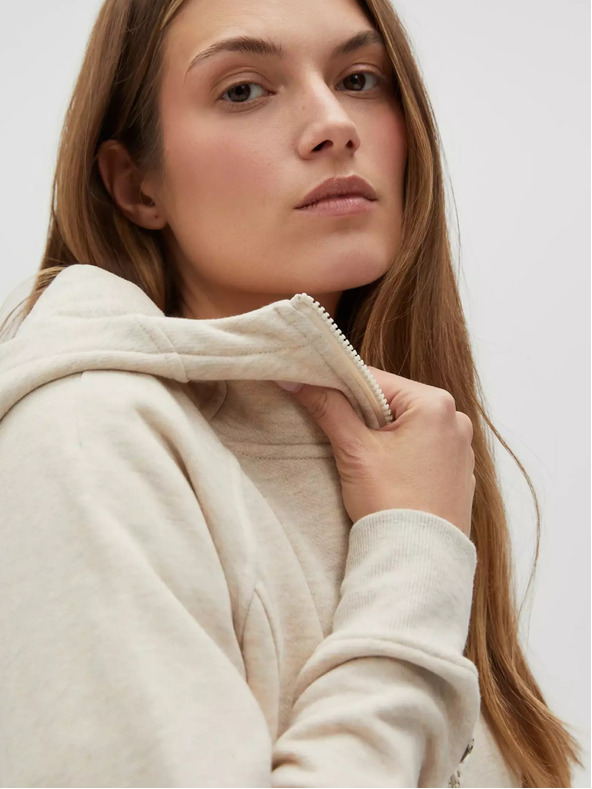 Moodo Béžová dámská mikina na zip s kapucí Moodo