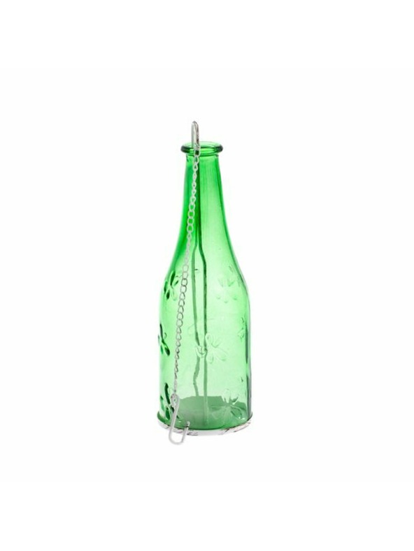 Casa de Engel Závěsný skleněný svícen - zelené barvy - tvar láhve 0/24
