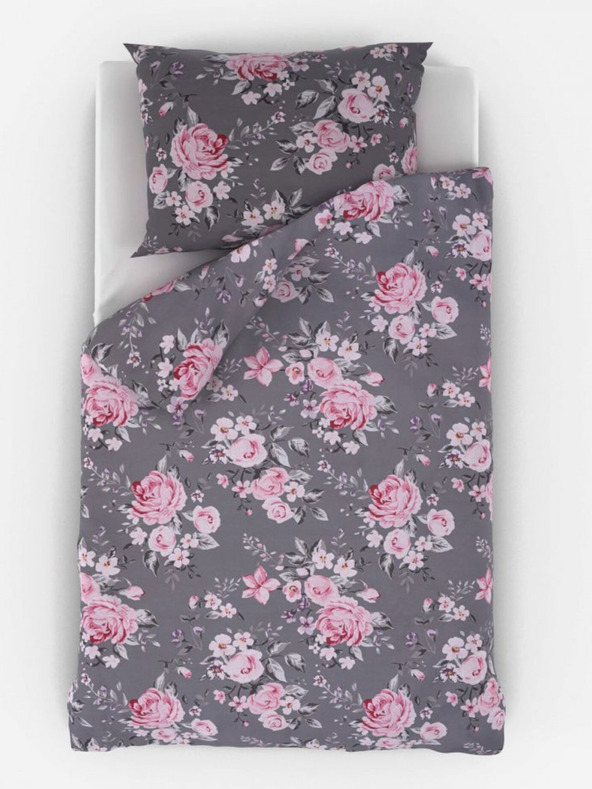 Kvalitex Francouzské bavlněné povlečení Provence Collection 200x200, 70x90cm Beatrice šedá Kvalitex