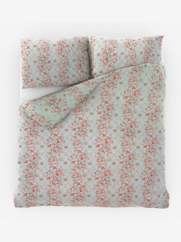Kvalitex Francouzské bavlněné povlečení Provence Collection 240x200, 70x90cm Rosálie zelená Kvalitex