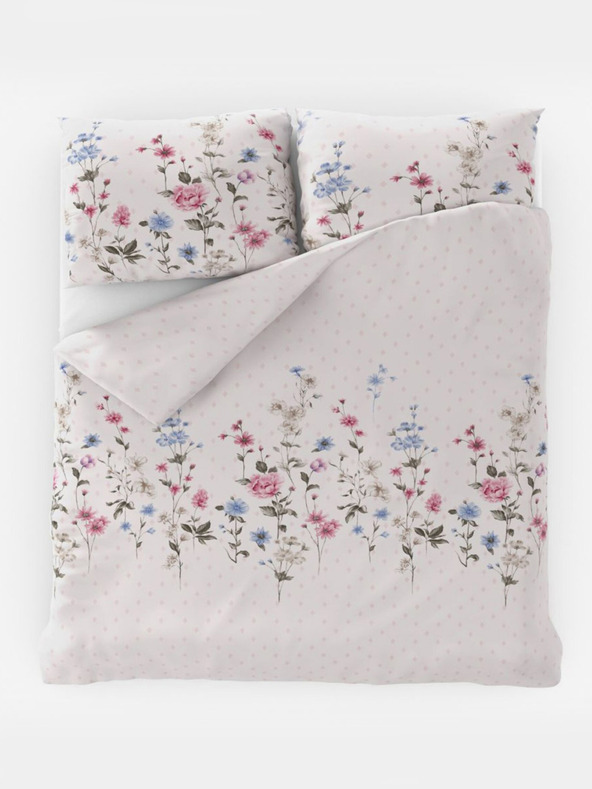 Kvalitex Francouzské prodloužené bavlněné povlečení DELUX 240x220, 70x90cm LOUKA růžová