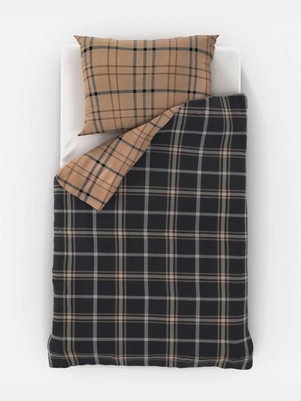 Kvalitex Prodloužené bavlněné povlečení NORDIC COLLECTION 140x220, 70x90cm KÁRO tmavě hnědé