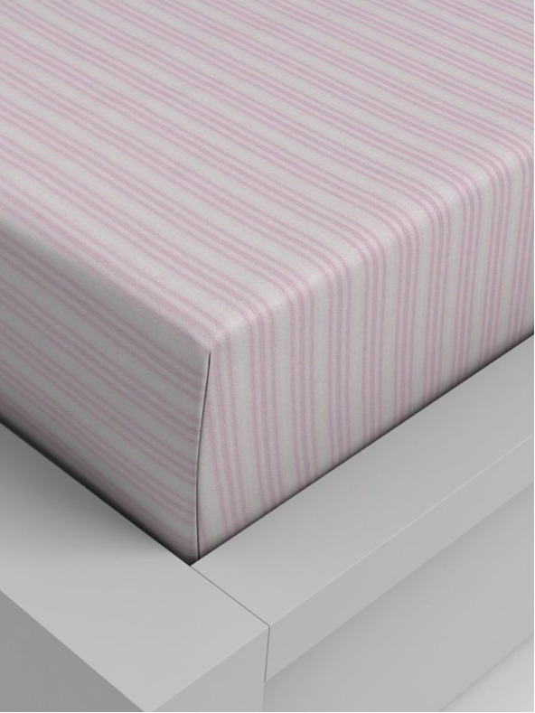 Kvalitex Bavlněné napínací prostěradlo 140x200cm růžový proužek Kvalitex