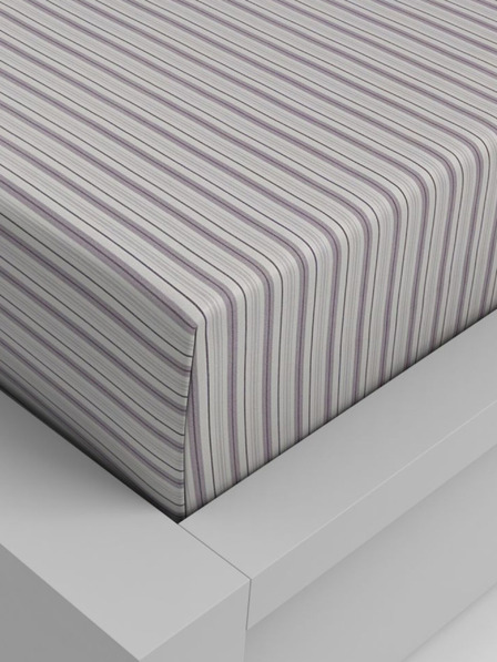 Kvalitex Bavlněné napínací prostěradlo 160x200cm fialový proužek Kvalitex
