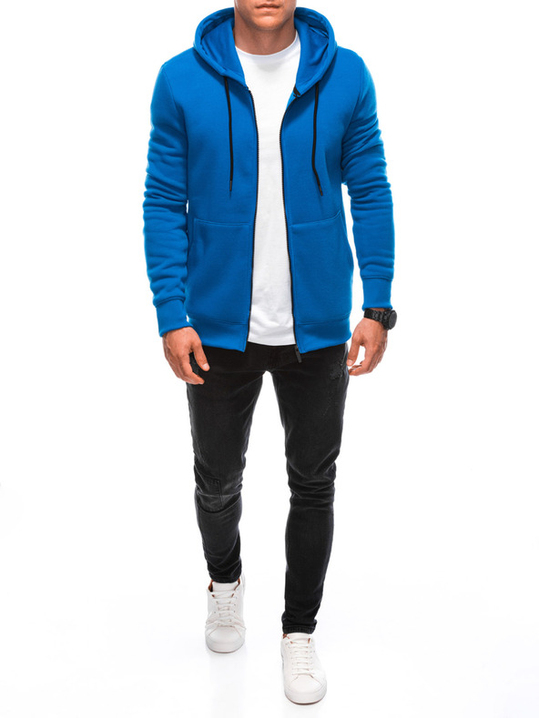 Edoti Modrá pánská mikina s kapucí na zip Edoti