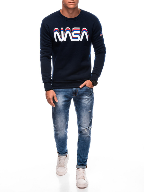 Edoti EDOTI Pánská mikina bez kapuce, tmavě modrá