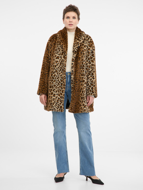 Orsay Světle hnědý vzorovaný dámský kabát ORSAY