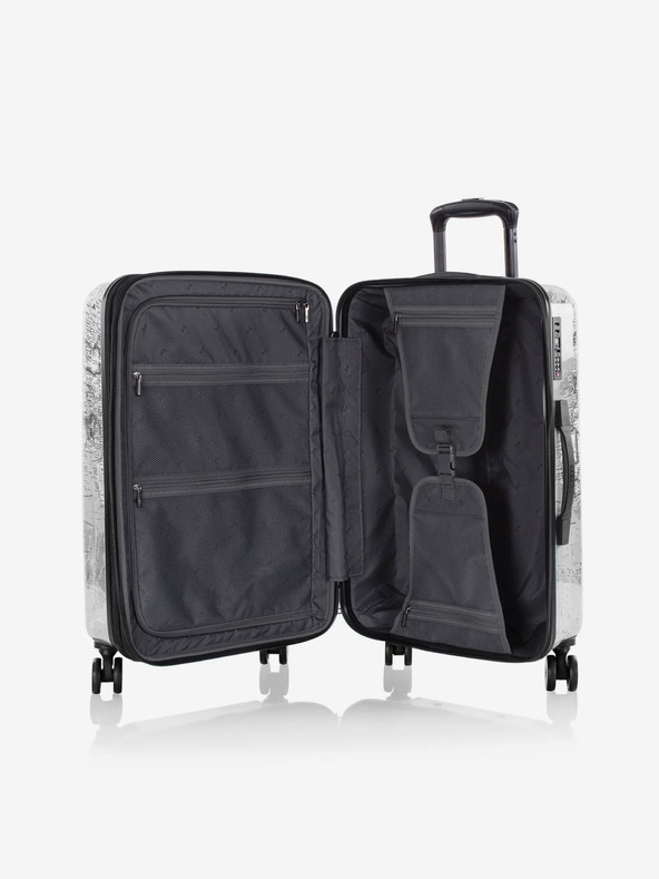 Heys Sada tří vzorovaných cestovních kufrů v bílé barvě Heys Journey 3G S,M,L Black/White Map