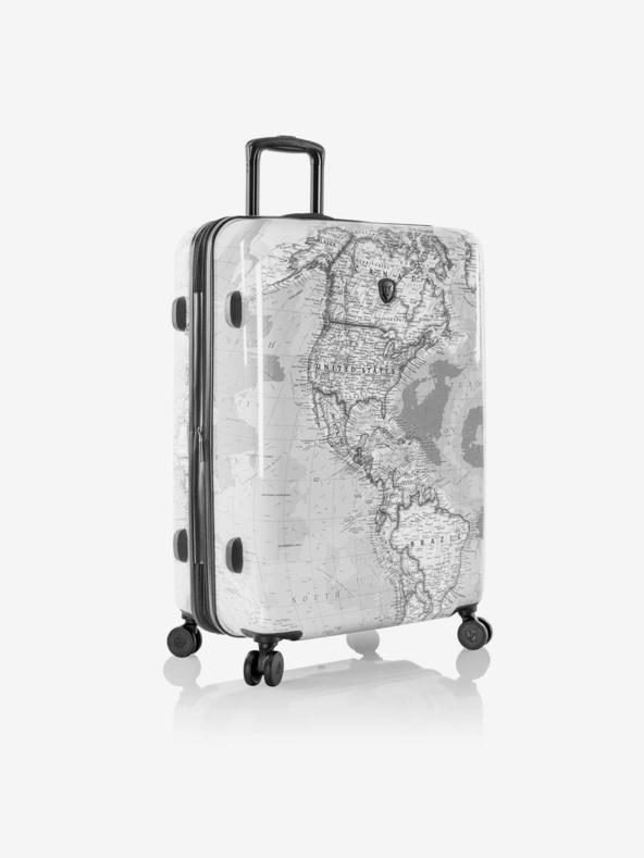 Heys Sada tří vzorovaných cestovních kufrů v bílé barvě Heys Journey 3G S,M,L Black/White Map