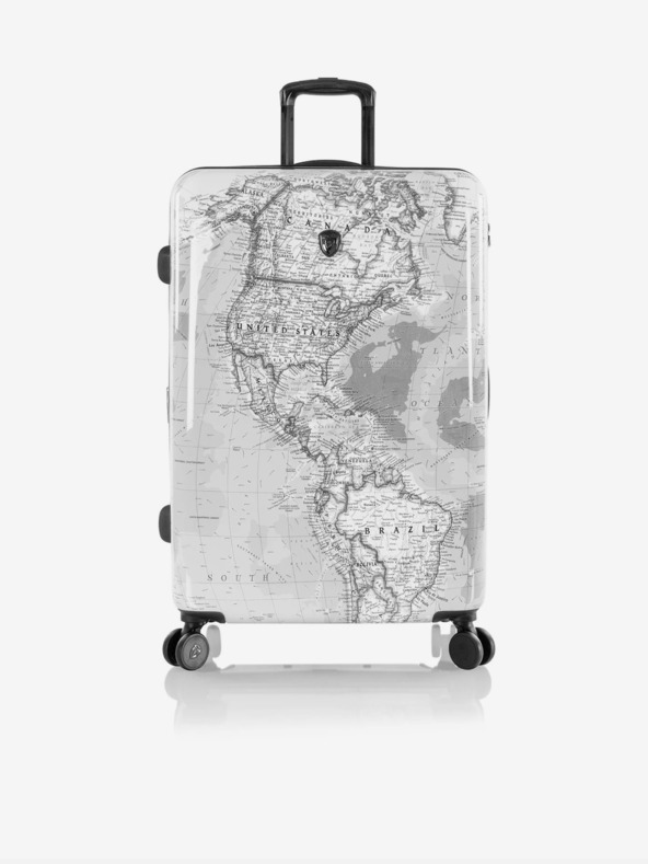 Heys Sada tří vzorovaných cestovních kufrů v bílé barvě Heys Journey 3G S,M,L Black/White Map