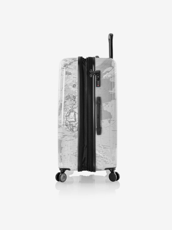 Heys Sada tří vzorovaných cestovních kufrů v bílé barvě Heys Journey 3G S,M,L Black/White Map