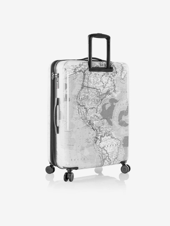 Heys Sada tří vzorovaných cestovních kufrů v bílé barvě Heys Journey 3G S,M,L Black/White Map