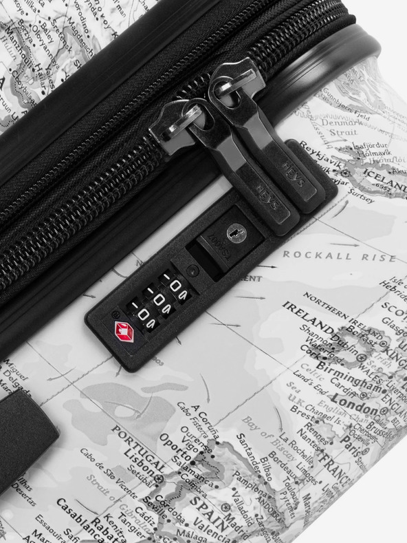 Heys Sada tří vzorovaných cestovních kufrů v bílé barvě Heys Journey 3G S,M,L Black/White Map