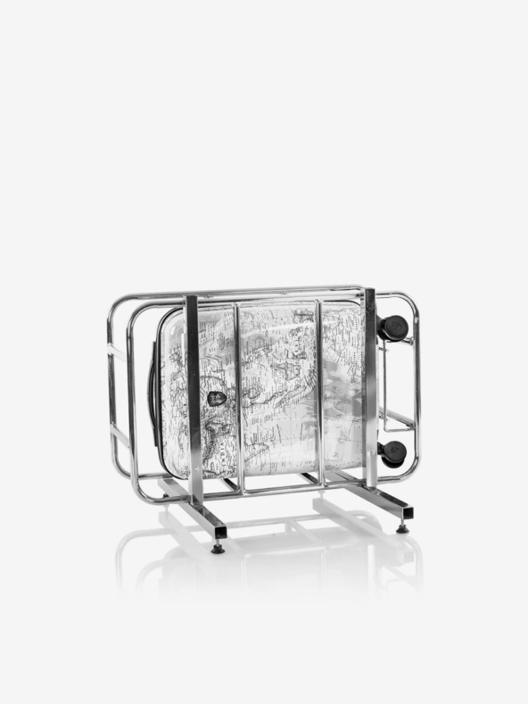 Heys Sada tří vzorovaných cestovních kufrů v bílé barvě Heys Journey 3G S,M,L Black/White Map