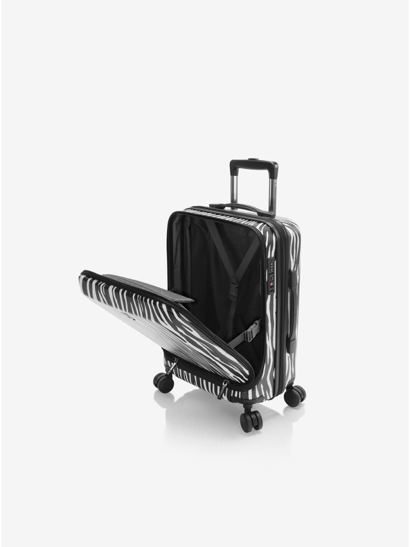 Heys Bílo-černý cestovní kufr se zvířecím vzorem Heys EZ Fashion S Zebra