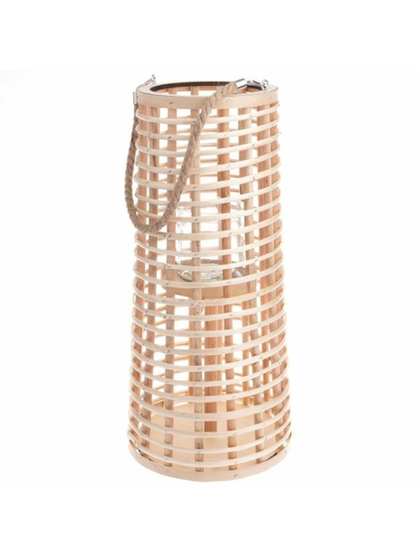 Casa de Engel Dřevěná lucerna se sklem, natur, 0/4