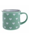 Casa de Engel Keramický hrnek, světle zelený s bílými srdíčky, 400ml, 12/36