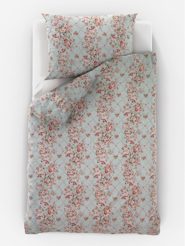 Kvalitex Prodloužené bavlněné povlečení Provence Collection 140x220, 70x90cm Rosálie zelená Kvalitex