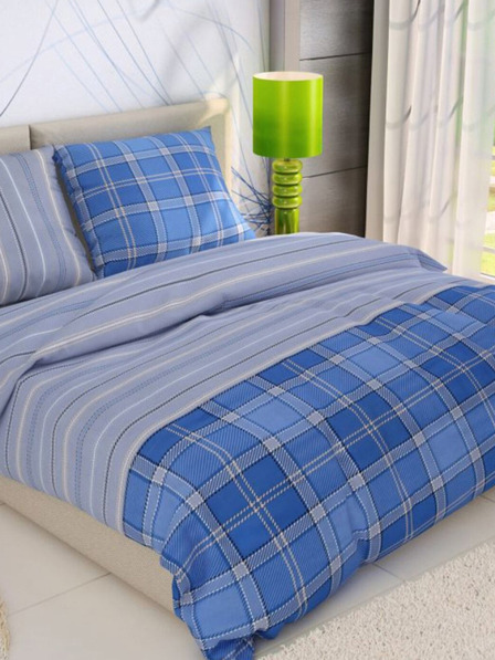 Kvalitex Francouzské bavlněné povlečení DELUX 240x200, 70x90cm CAMPUS modrý