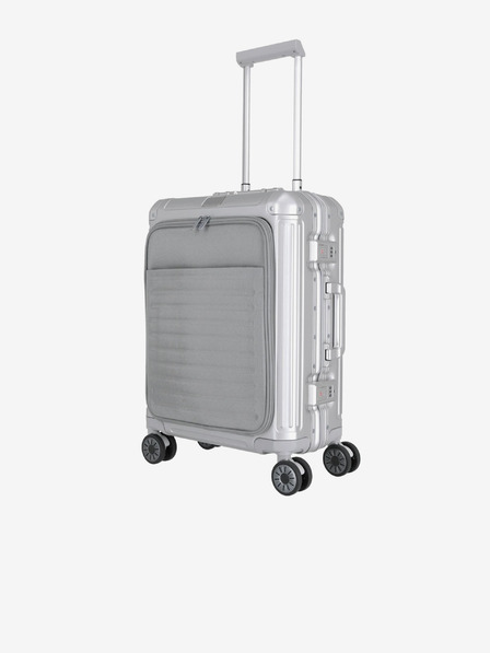 Travelite Cestovní kufr ve stříbrné barvě Travelite Next 4w S Front pocket Silver