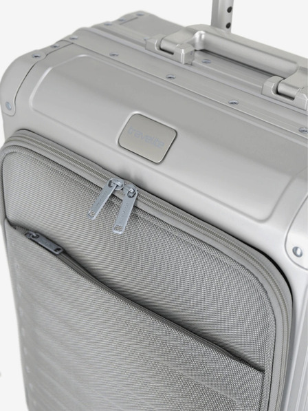 Travelite Cestovní kufr ve stříbrné barvě Travelite Next 4w S Front pocket Silver