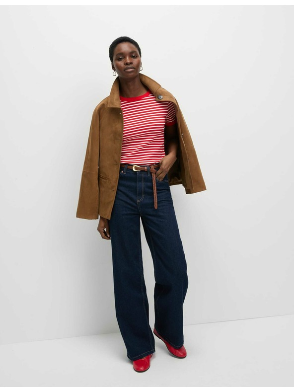 Marks & Spencer Pruhované tričko s vysokým obsahem bavlny Marks & Spencer červená