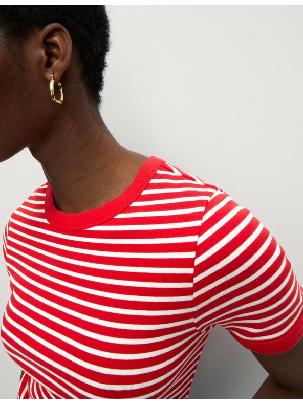 Marks & Spencer Pruhované tričko s vysokým obsahem bavlny Marks & Spencer červená