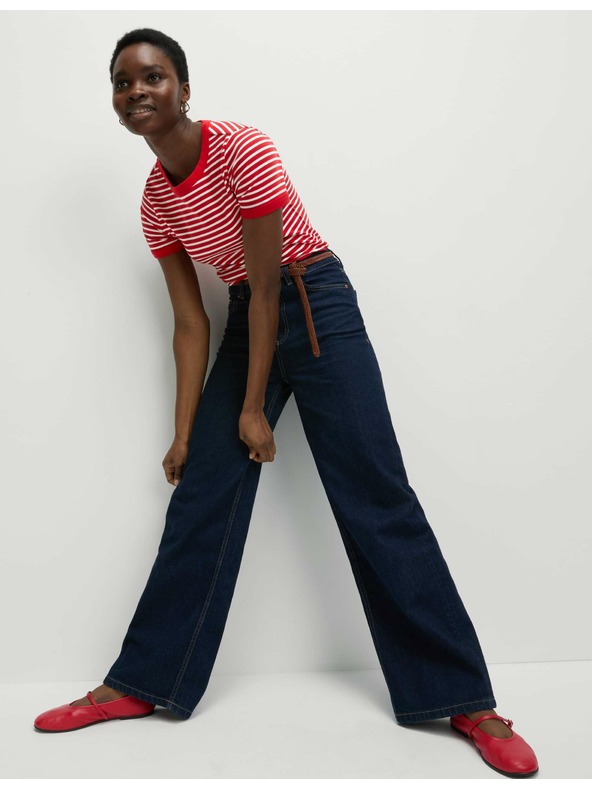 Marks & Spencer Pruhované tričko s vysokým obsahem bavlny Marks & Spencer červená