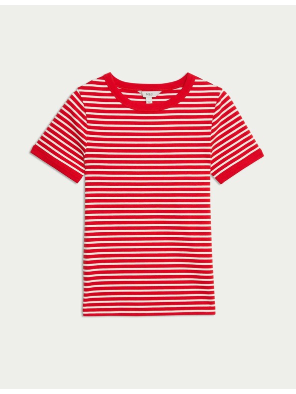 Marks & Spencer Pruhované tričko s vysokým obsahem bavlny Marks & Spencer červená